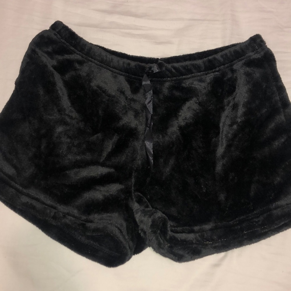 Black fur shorts
